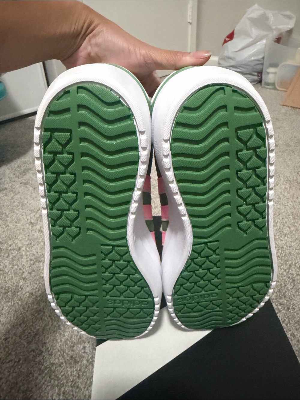 “New” adidas VL Court Bold Green Sneakers with Pink Stripes size6.5,7.5,8 - Picture 5 of 5